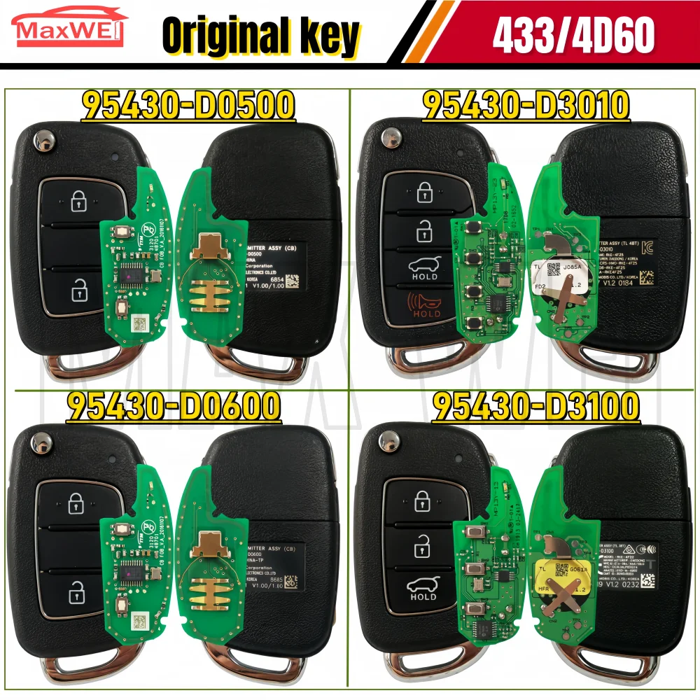 95430-D0600 95430-D0500 95430-D3100 95430-D3010 433.92MHz 47/4D60 Chip Original Folding Key For Verna Tucson 2/3/4 Buttons