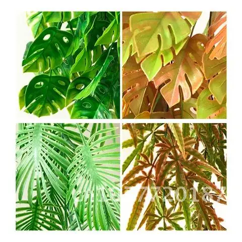 

Artificial Green Plant Turtle Leaves Wall Hanging 80cm Rattan Palm Leaf Flower Maple Leaf Wedding Garden Balcony Home Decoration