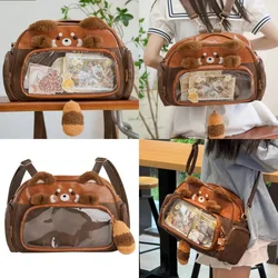 GL mapache Panda Itabag bolso de PU dulce Y2K Kawaii bolso cruzado con cremallera mochila japonesa bolso de hombro para estudiantes bolsa de regalo de gran capacidad