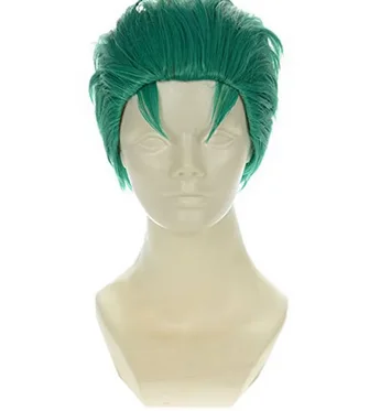 Peluca de Cosplay de Roronoa Zoro, pelo sintético corto de 12 ", estilo verde, una pieza