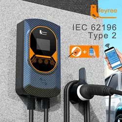 feyree EVSE Wallbox 7.6KW 11KW 22KW EV Charging Station 32A Electric Vehicle Car Charger Wallmount Type2 Cable APP WIFI Control