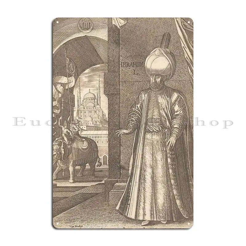 Ottoman Painting Sultan S%C3%Bcleyman And The Bcleymaniye Mosque Constantinople Metal Plaque Tin Sign Poster