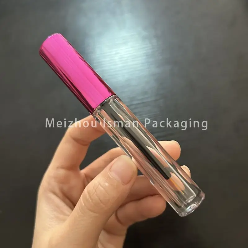 50 Buah Baru Kualitas Tinggi 3Ml Bulat Metalik Hot Pink Eyeliner Tabung Lip Gloss Kemasan Wadah Bulu Mata dengan Sikat