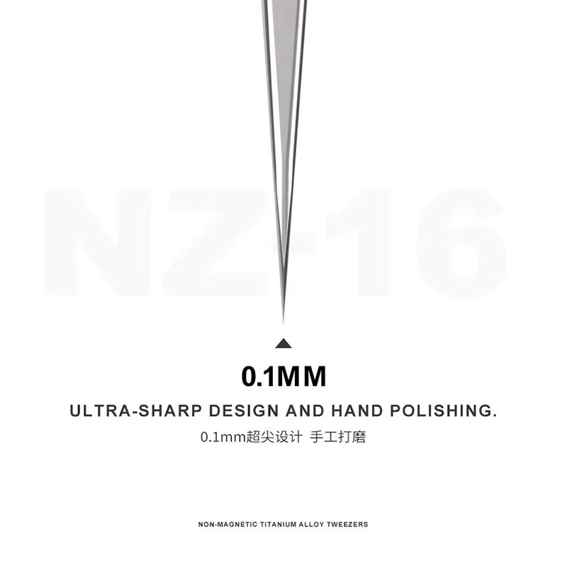 Mijing NZ-16 Pinzette non magnetiche in lega di titanio Ultra precise e resistenti alla corrosione per afferrare chip e componenti fini