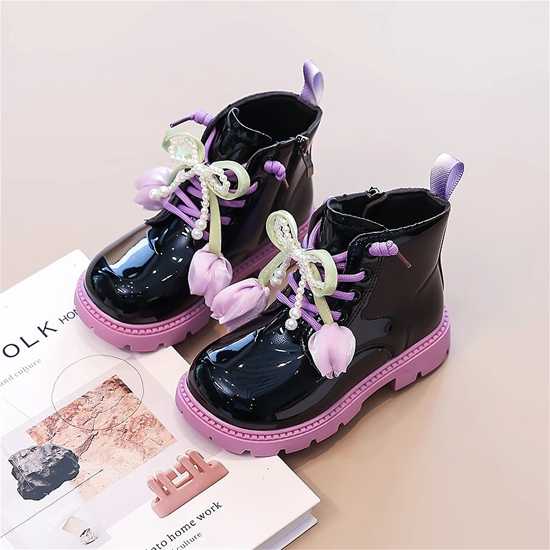 

Autumn Girls Ankle Boots Children Short Shoes Fashion New Cute Flower Design Kids Casual Daily Walking Sneaker Luxury Girl Shoes