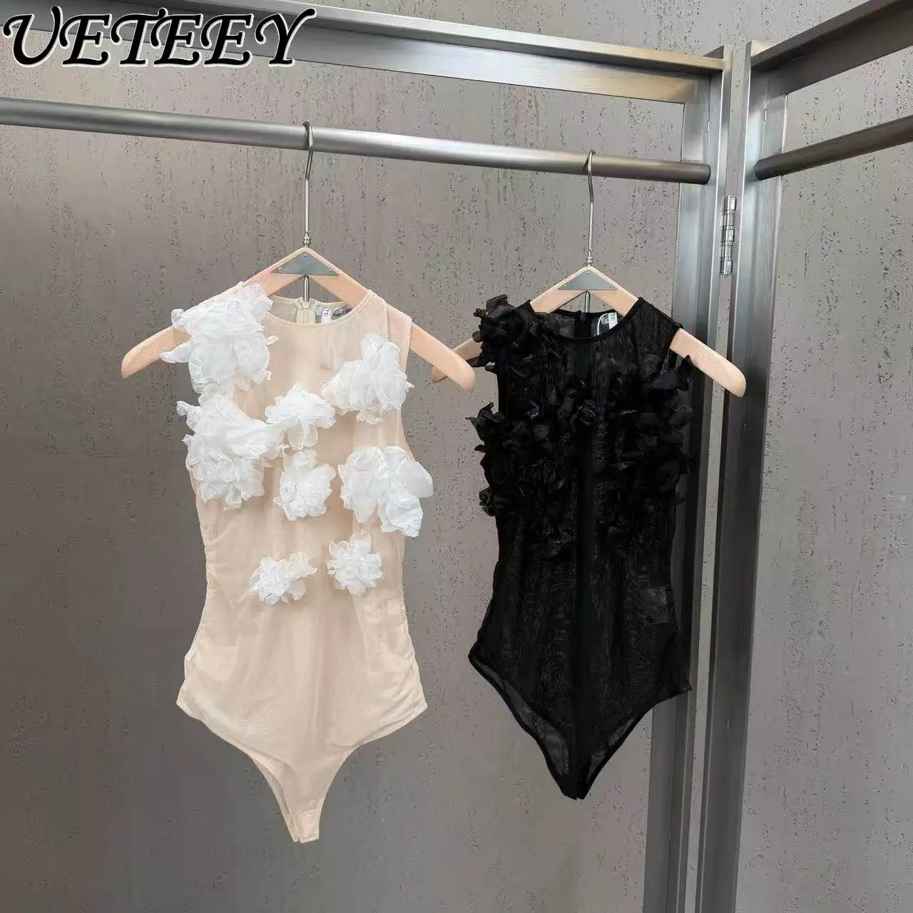 

Сексуальный 3D-боди из сетки с цветочным узором, лето 2026, новая женская модная модель, с завышенной талией, облегающий, прозрачный, без рукавов, цельный комбинезон