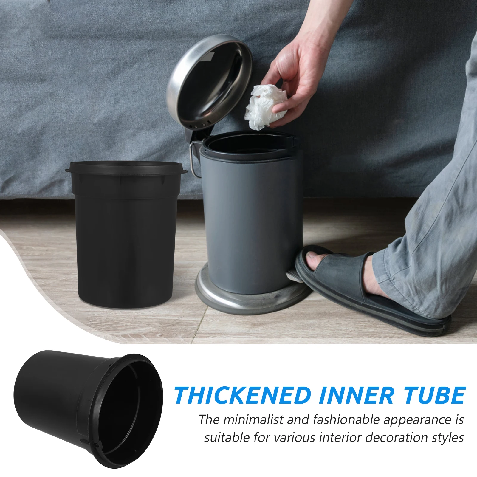 

Thickened Inner Tube Trash Can Plastic Home Garbage Waste Bucket Household Office Kitchen Bedroom Living Room Study Reusable