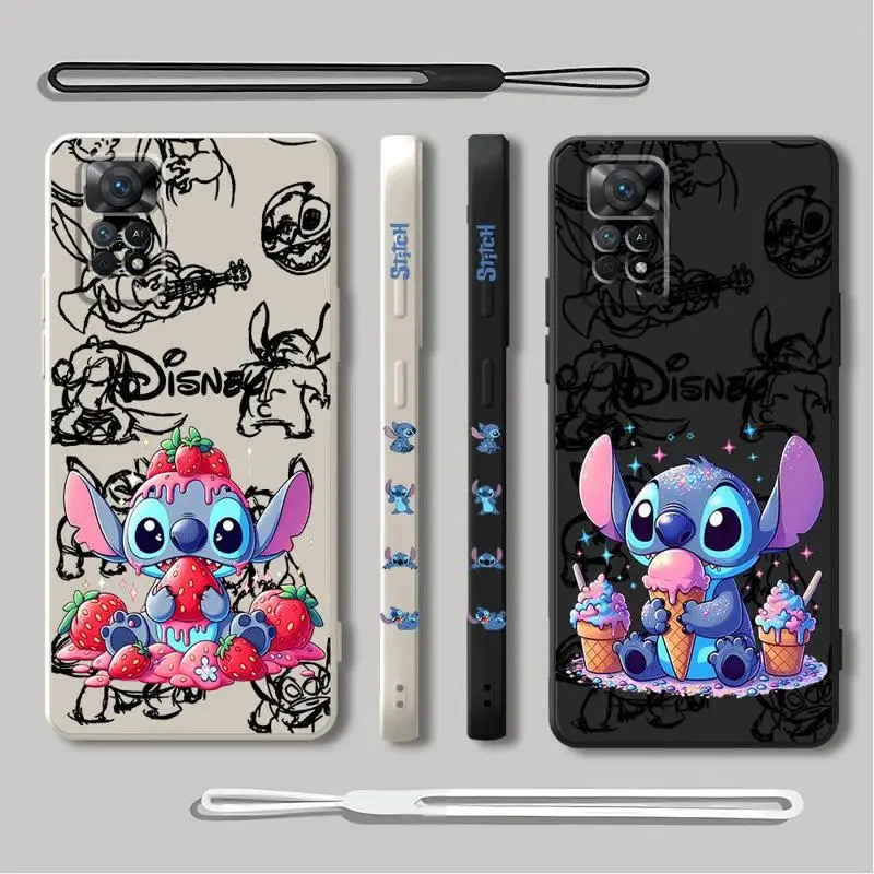 Cute Disney Stitch Phone Case for Vivo Y36 Y35 Y50 Y51 Y31 Y21 2021 Y22 2022 Y22S Y20S Y20 Y17 Y15S Square Liquid Cover