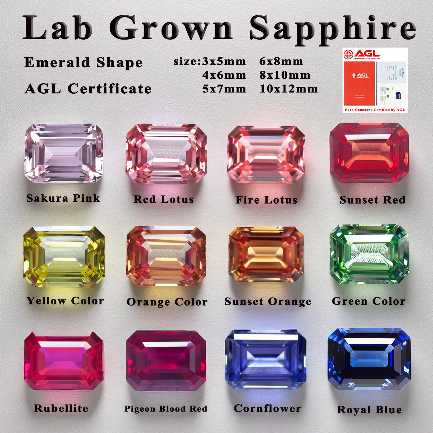 

L-Lab Grown Padparadscha Emerald Cut Red Lotus Color Loose Gemstone For Ring Necklace Earrings Main Materials Certificate