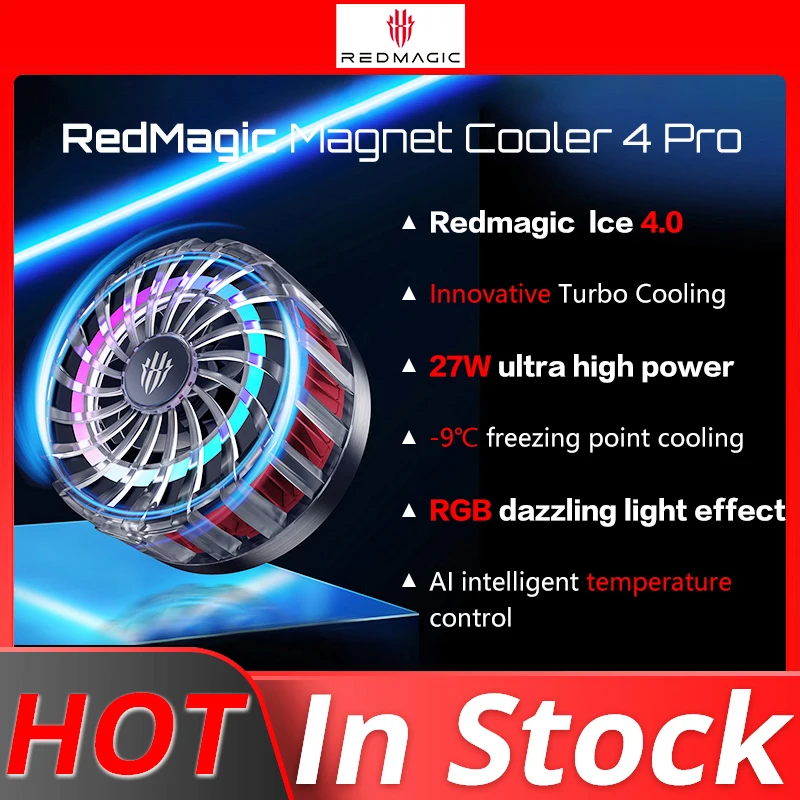 Original Redmagic 4 Pro Cooler Magnetic PA3116 27W AI Temperature Control RGB Fourth Generation TEC Phone REDMAGIC Accessories