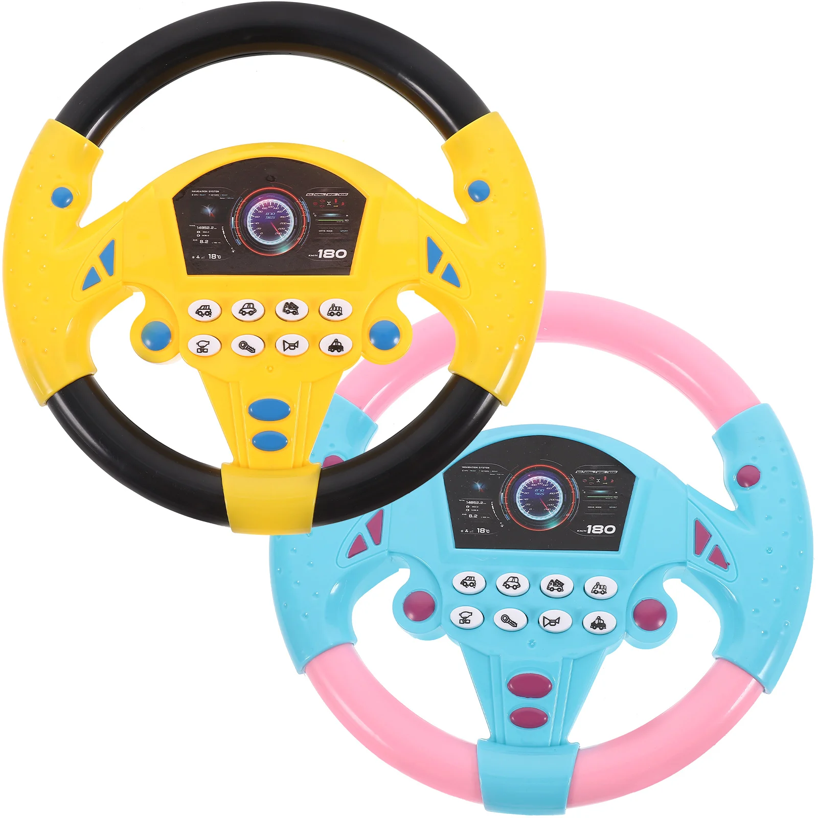 2 Pcs Steering Wheel Toy Plastic Driving Simulation Educational Childrens Toys Puzzle Plaything Silicone Abs Baby Children’s