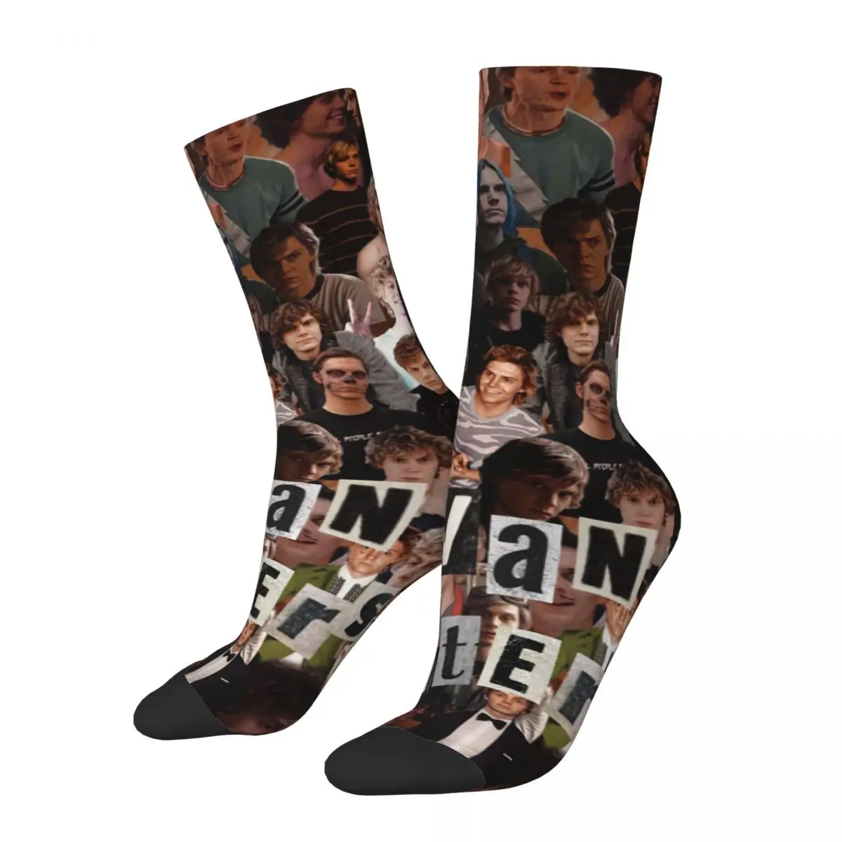 

New Men's Socks Crazy Evan Peters Sock Polyester Sport Women's Socks Spring Summer Autumn Winter