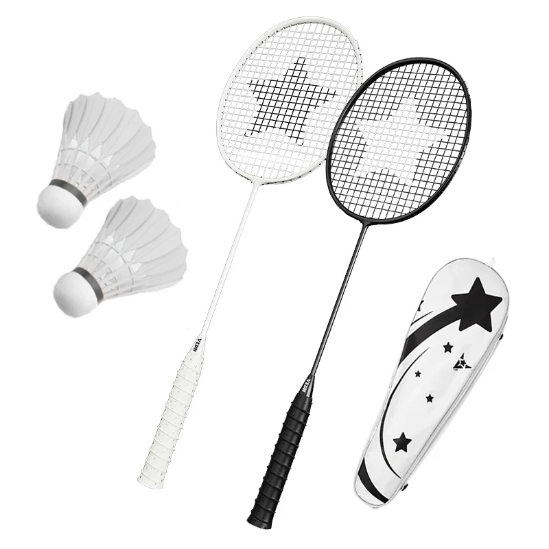 Professional Badminton Rackets with 2pcs Shuttlecocks Backpack 4U Aluminum-carbon Integration 26 Pounds Battledore for Outdoor