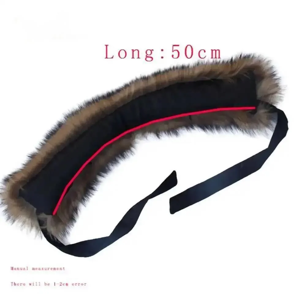 

Winter 100% Real Raccoon Fur Collar Women's Fashion Furry Detachable Ribbon Luxury Scarf Coat Decoration Warm Square Collar