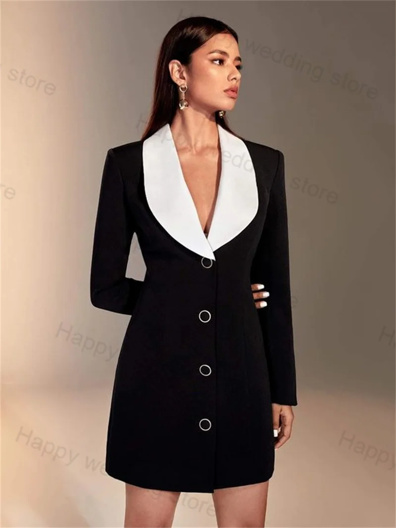 Elegant Women Suits Skirt 1 Piece Blazer Formal Short Mini Prom Dress Wedding Tuxedos White Lapel Long Jacket Coat Custom Made