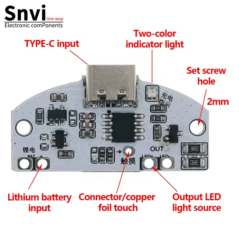 Snvi type-C table lamp circuit board USB charging three gear stepless dimming led touch small night lamp control module