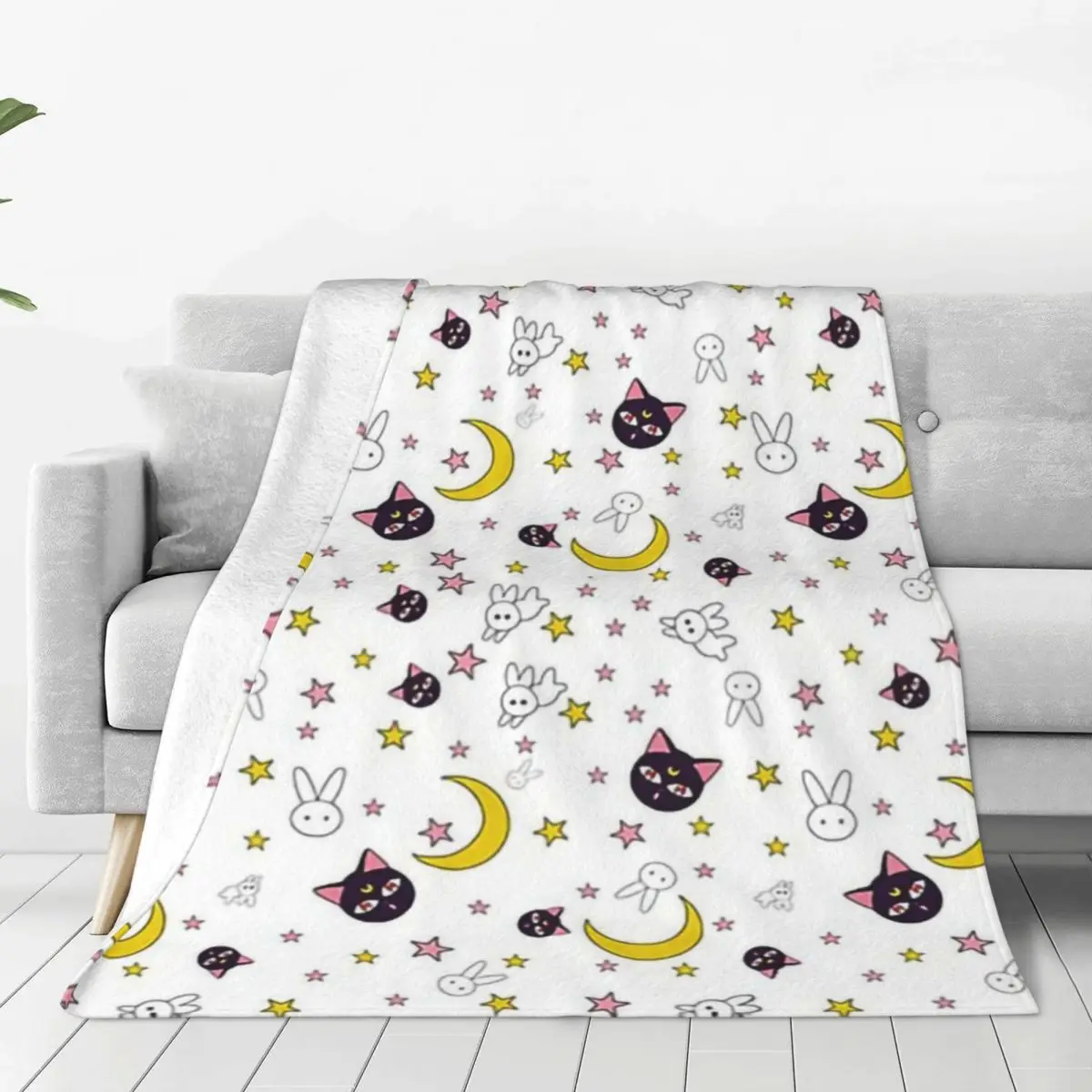 

Флисовое одеяло Luna Sailors Moons, одеяло на заказ для дома, покрывала 200x150 см