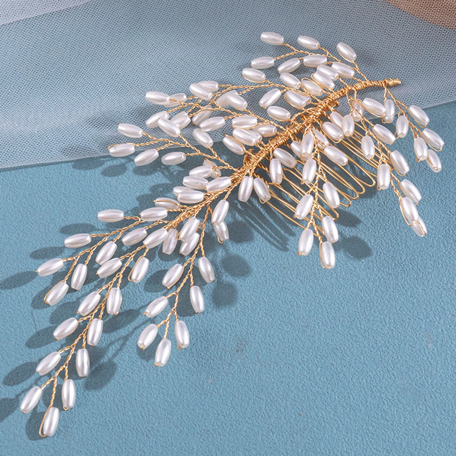 Pearl Wheat Hair Combs Headdress Luxurious Hair Accessories Non-slip Headwear for Princess Party Favors Accessories