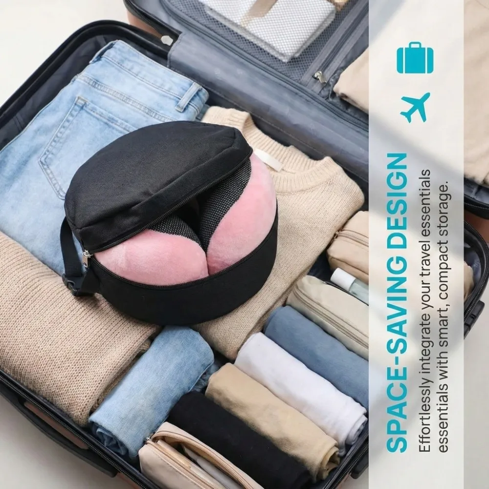 600D Oxford Cloth Travel Neck Pillow Bag Quick Release Clasp Zipper Carrying Case Multi-functional Cylindrical