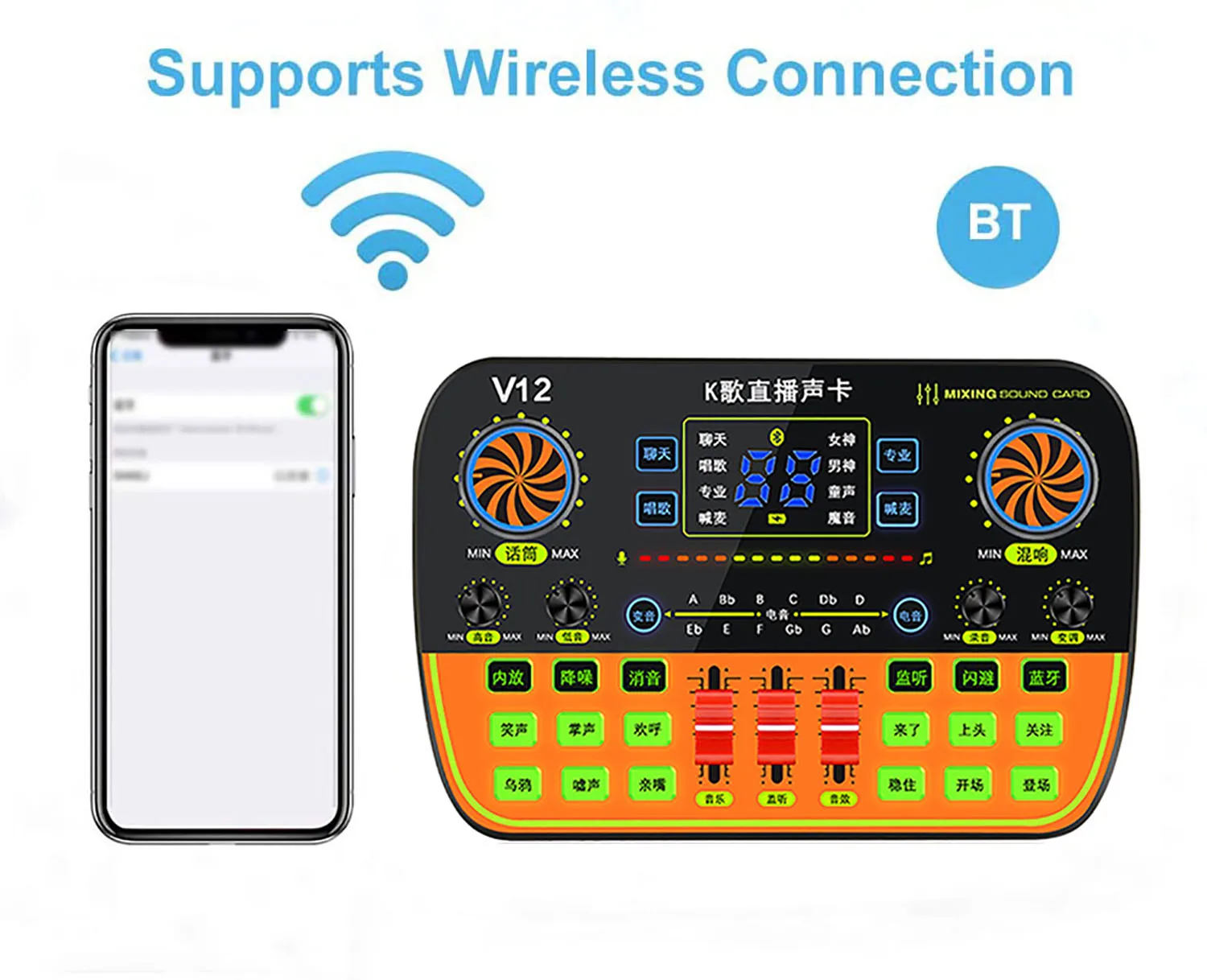 GAX-V12I 2022 جديد كارت الصوت متعددة الوظائف الخارجية USB ميكروفون سماعة الرأس الهاتف المحمول الكمبيوتر الكمبيوتر البث المباشر