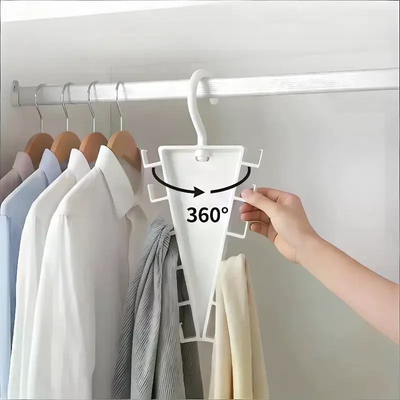 2Pcs Multifunctional Closet Hanger Multiple Hooks Scarf Belt Tie Hat Storage Bedroom Wardrobe