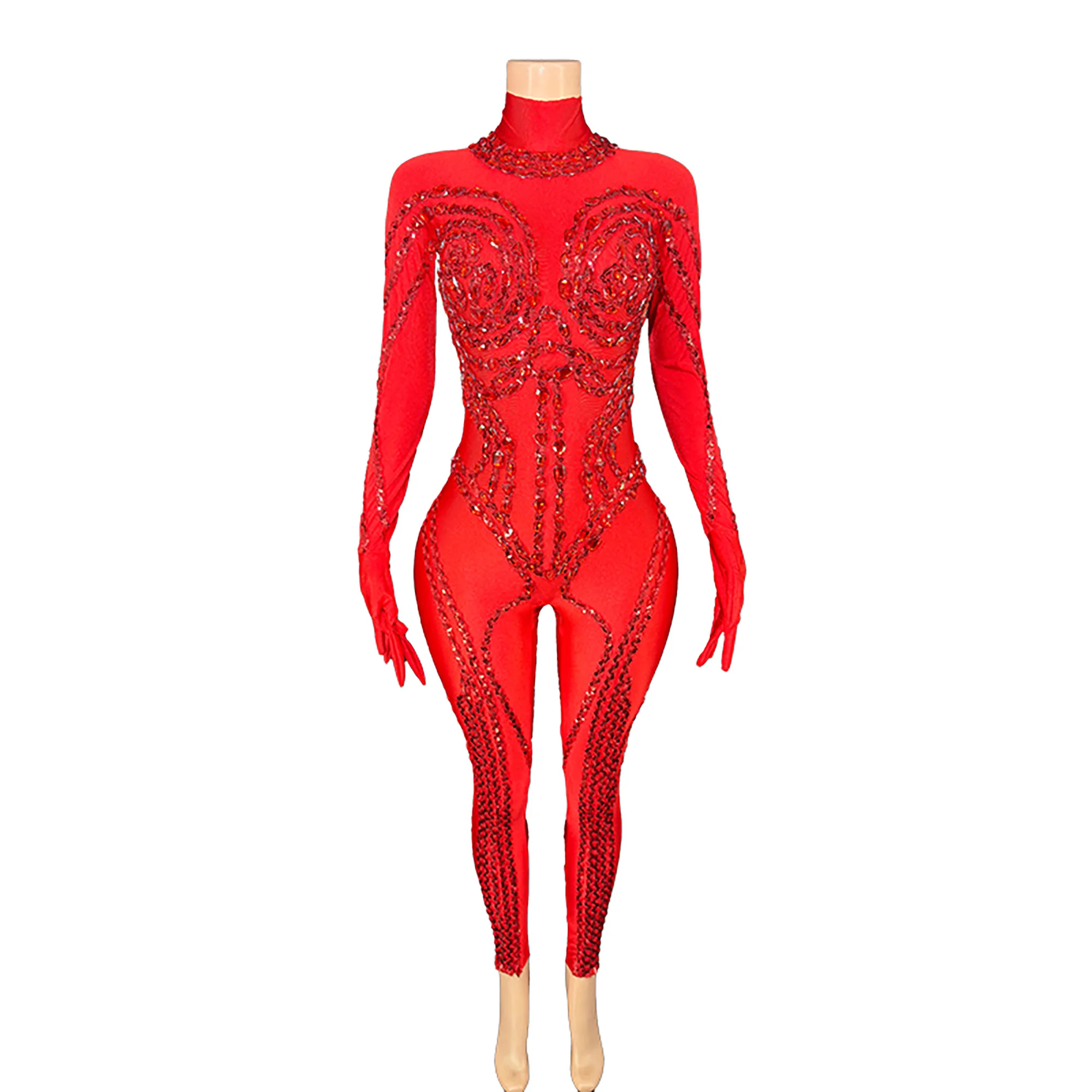 

ZD Luxury Long Sleeves Sequin Diamond One Piece Bodysuit Ladies Dance Birthday Party Rompers Women Sexy Rhinestone Jumpsuit