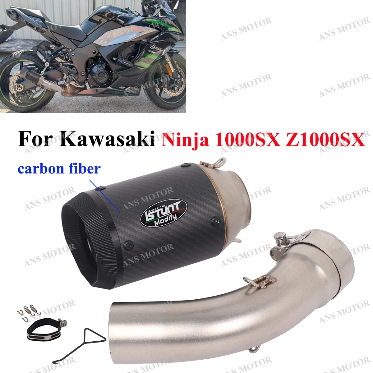 

Slip On For Kawasaki Ninja 1000SX Z1000SX 2021-2025 Motocycle Exhaust Muffler Escape System 1000SX Muffler Pipe Carbon Fiber