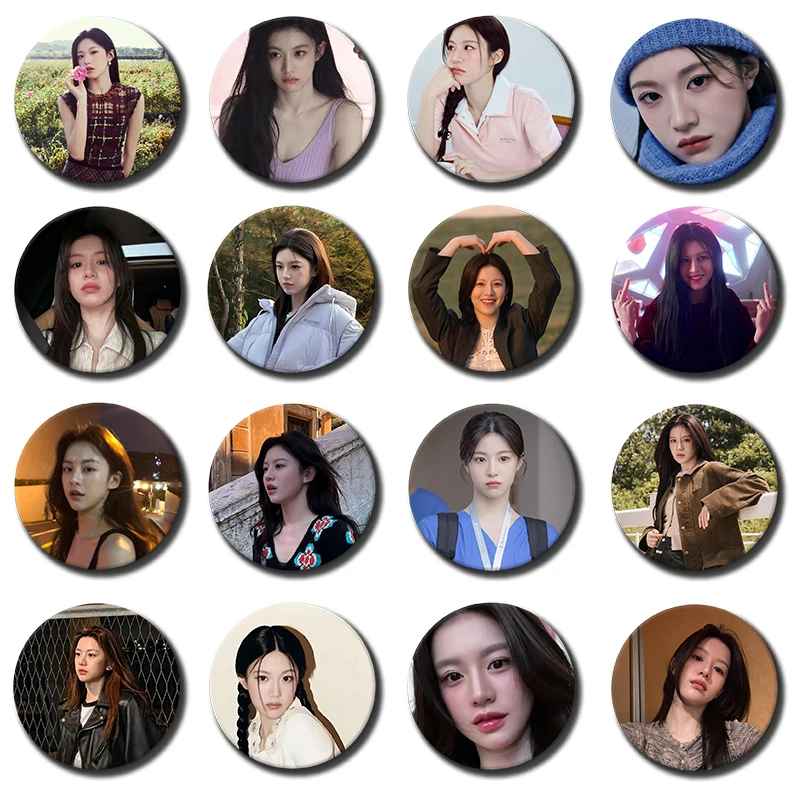 58mm Korean Girl Go Youn Jung Enamel Pins Round Brooches Character Badges for Clothes Decoration