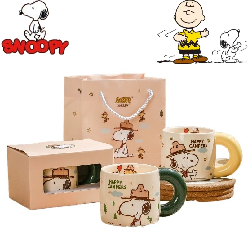 

Snoopy cartoon cute ceramic mug creative Kawaii home office couple water cup milk juice coffee cup anime peripheral gifts