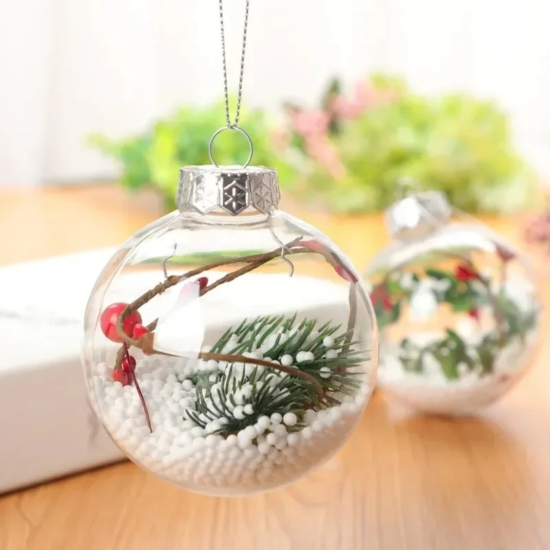 Transparent Hollow Plastic Christmas Ball Creative DIY Decorative Balls Room Decor Christmas Party Decorations for Home