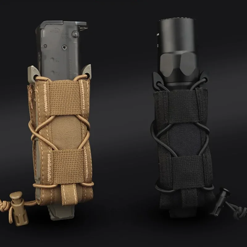 Tactical 9mm Magazine Pouch Hunting Single Magazine Bag Outdoor Molle Flashlight Pouch Torch Holder Hunting Knife Holster Bag