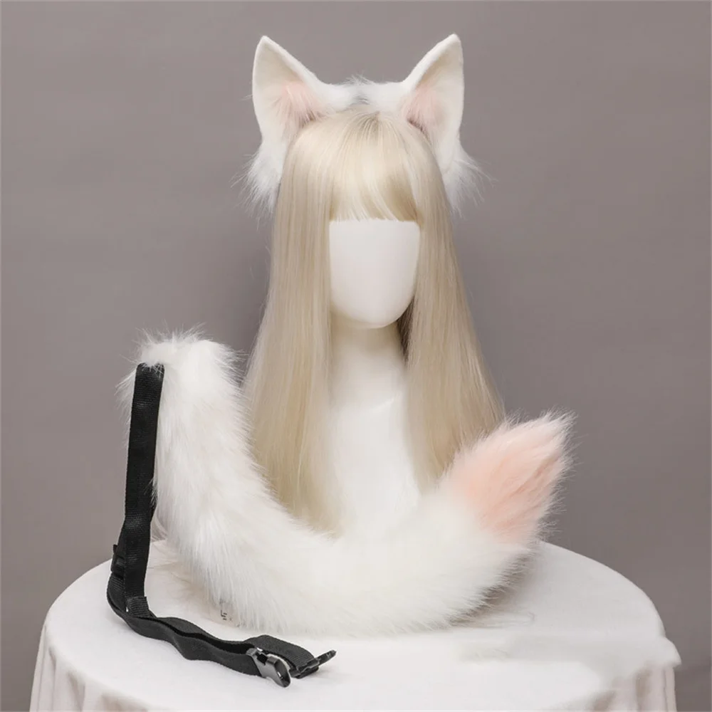 

Cosplay Anime Hand-made Plush Animal Ears Animal Tail props Fox Cat Ears Tail Accessories Set Performance Props 2022