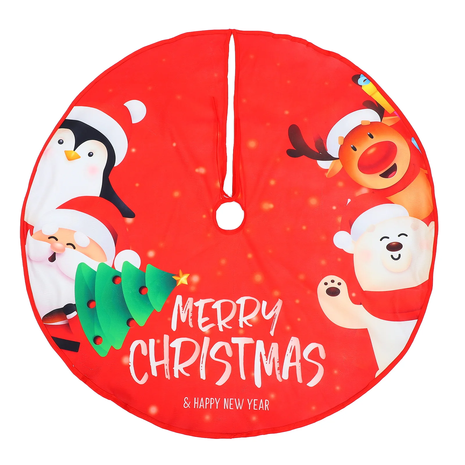 

Christmas Tree Skirt Red Cover for Gifts Material Creative Design Xmas Decor Supply Party Holiday Ornament