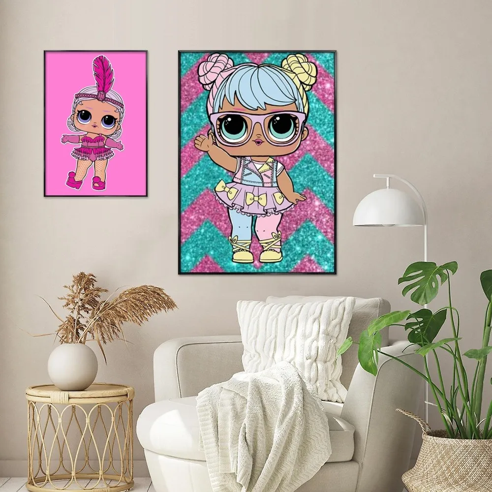 1pc Dolls L-LOLs Cute SURPRISE Poster Self-adhesive Art Poster Waterproof Paper Sticker Coffee House Bar Room Wall Decor