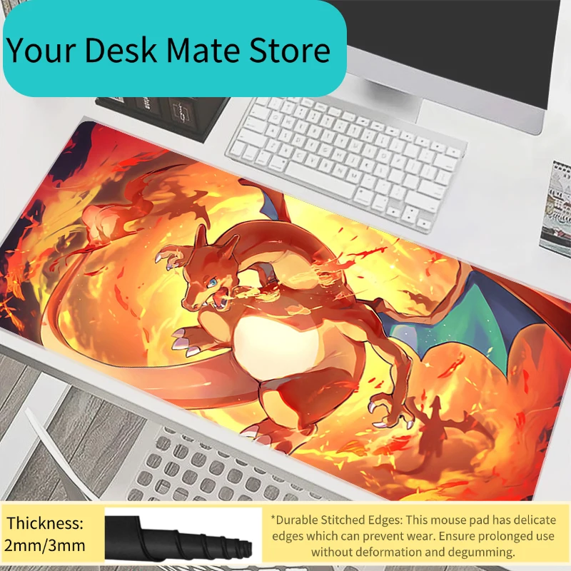 

Коврик для мыши Pokemon Charizard XXL, игровые аксессуары в стиле аниме, коврик для клавиатуры Varmilo, настольный коврик, коврик для геймеров, коврик для мыши