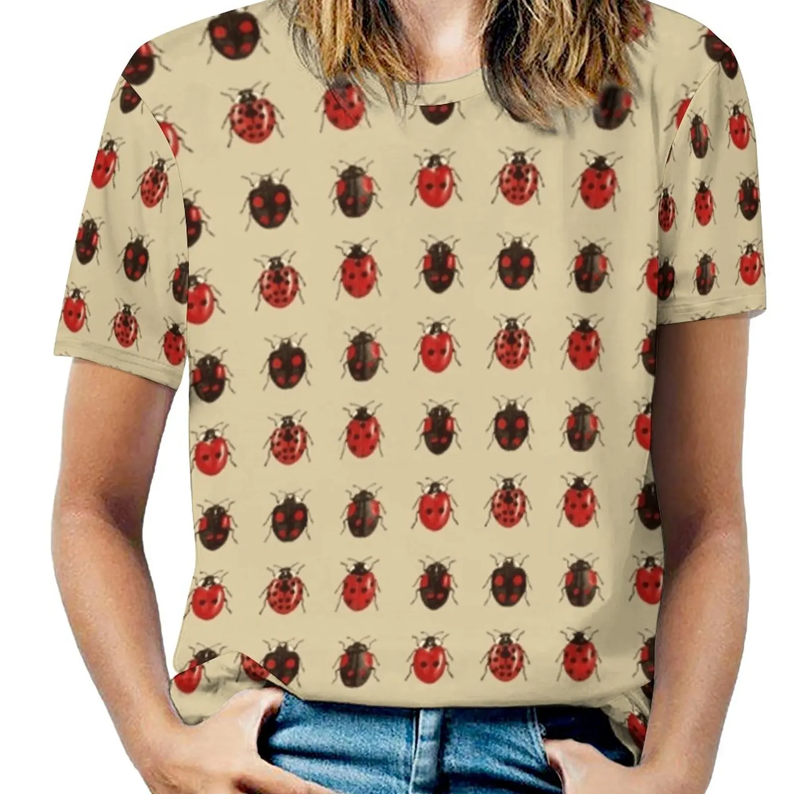 Coccinellidae Entomology Studies Fig. 11 Woman'S T-Shirt Spring And Summer Printed T Shirts Crew Neck Pullover Top Ladybird Bug