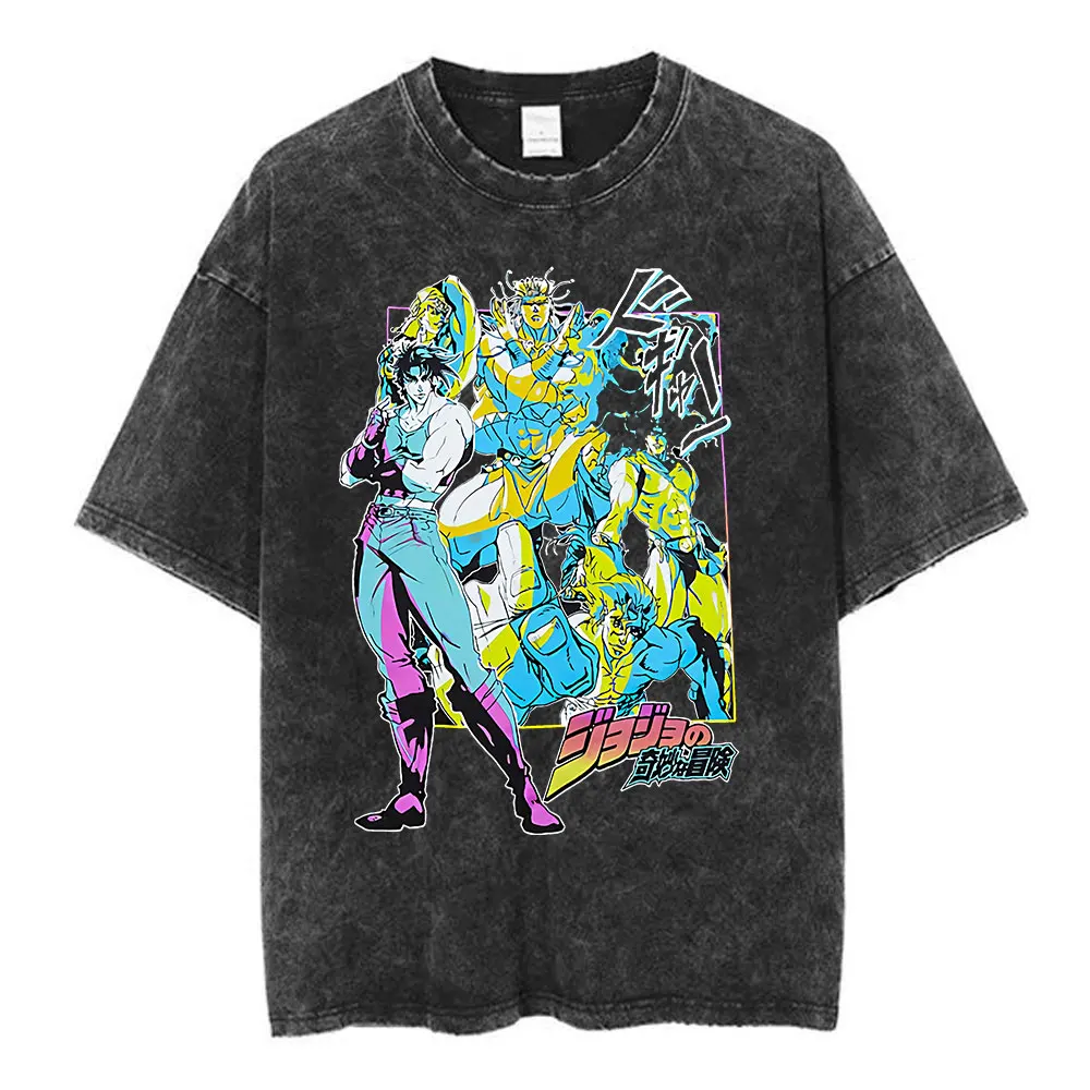 

Винтажная стираная футболка Jolyne Cujoh Stone Ocean, футболки с аниме Jojo Bizarre Adventure, повседневные хлопковые футболки с короткими рукавами унисекс