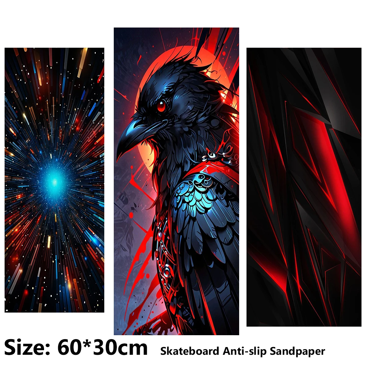

ElecStric Scooter Anti-slip Sticker Sandpaper Skateboard Grip Tape Sheet 60*30cm Nebula Parrot Geometric Pattern