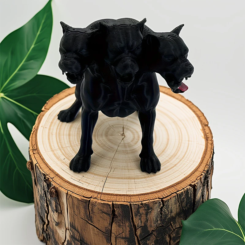 Gothic Three-headed Dog Statue Desktop Ornaments Scary Black Design Desk Home Decoration