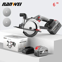 NANWEI 6 inch brushless electric circular saw rechargeable woodworking portable lucite machine cutting machine circular saw