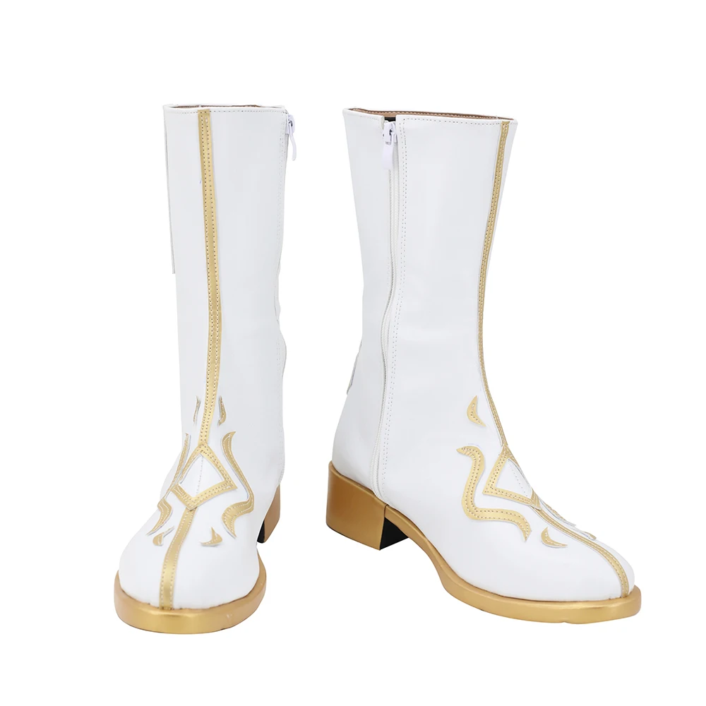 CosplayLove juego conjunto estrellas Tenshouin Eichi blanco Cosplay zapatos Botas Largas cuero Chrismtas hecho a medida