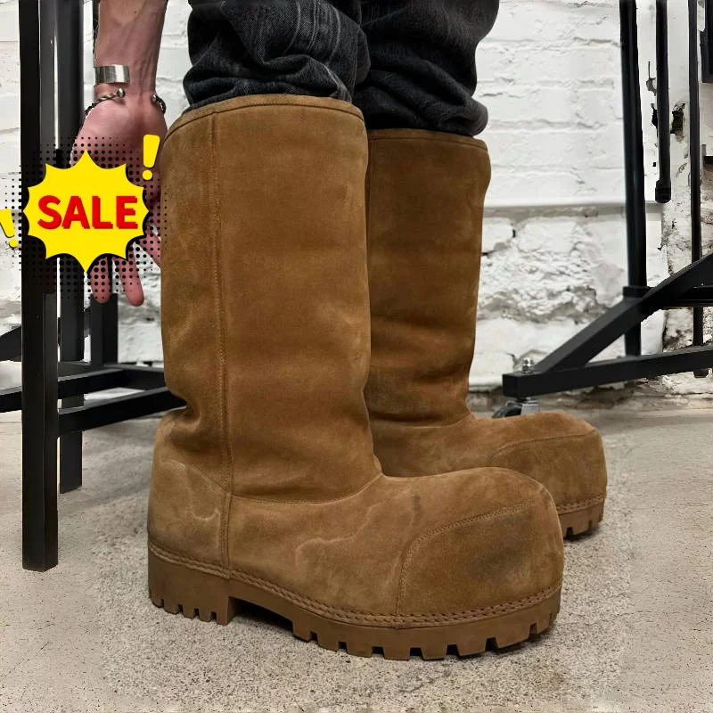 

Модные теплые сапоги для снежной погоды, высокие сапоги из хлопка на платформе, теплые длинные сапоги с большим носком, женские коричневые сапоги