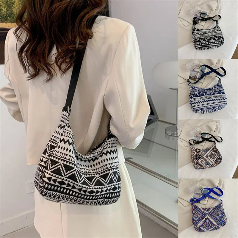 Women Designer Shoulder Bag Vintage Patterned Crossbody Bags Female Large Capacity Fashion Handbag Pockets New