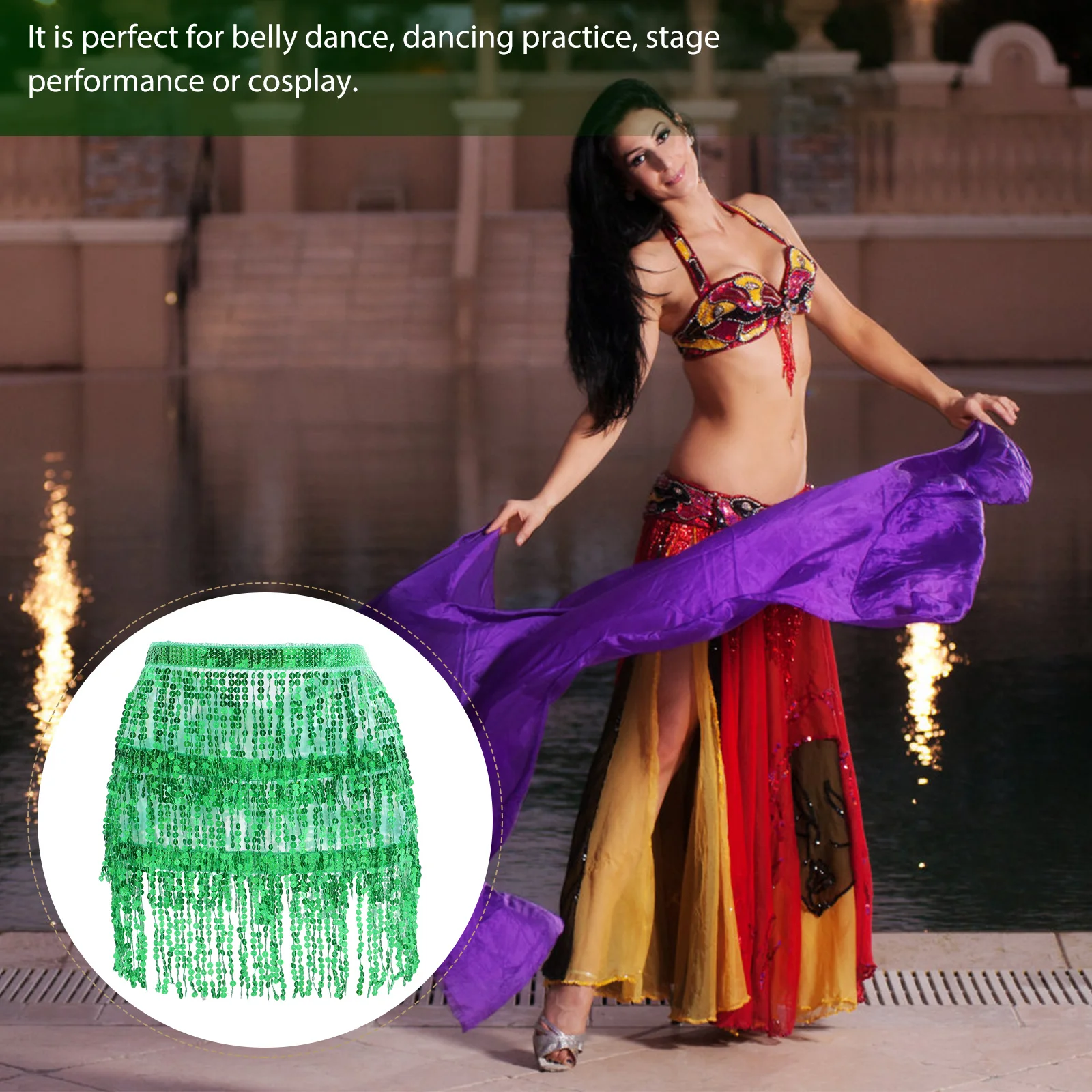 

Elegant Fringe Skirt for Women Belly Dance Waist Belt Shimmering Hip Scarf Lightweight Dance Costume Accessory for Performances