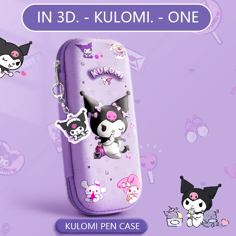 Sanrio Series Kuromi Pencil 3D Bag Box Girl's Pencil Case Cartoon Character Doll Gift Birthday Present Cute Ornament Decoration