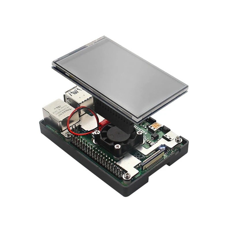 مروحة تبريد لتوت العليق Pi 4/مروحة مع حامل لشاشة 3.5 بوصة تعمل باللمس Raspberry Pi 4B/ 3B +/ 3B مراوح تبريد