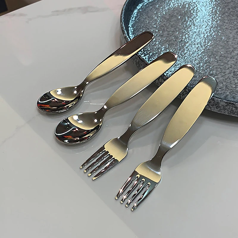 Children Tableware Deepened Thickened Stainless Steel Children's Spoon Eating Spoon Fork 304 Stainless Steel Children's Fork