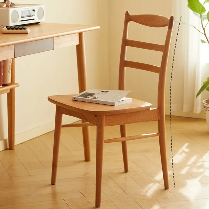 Solid wood dining chair, Nordic home Japanese backrest cherry wood desk, dining table office chair