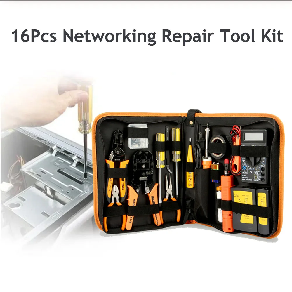 

Electricians Network Screwdriver DIY Repair Tool Set Soldering Iron Kit RJ45 LAN Tester Kit RJ11 RJ12 Network Cable Crimper