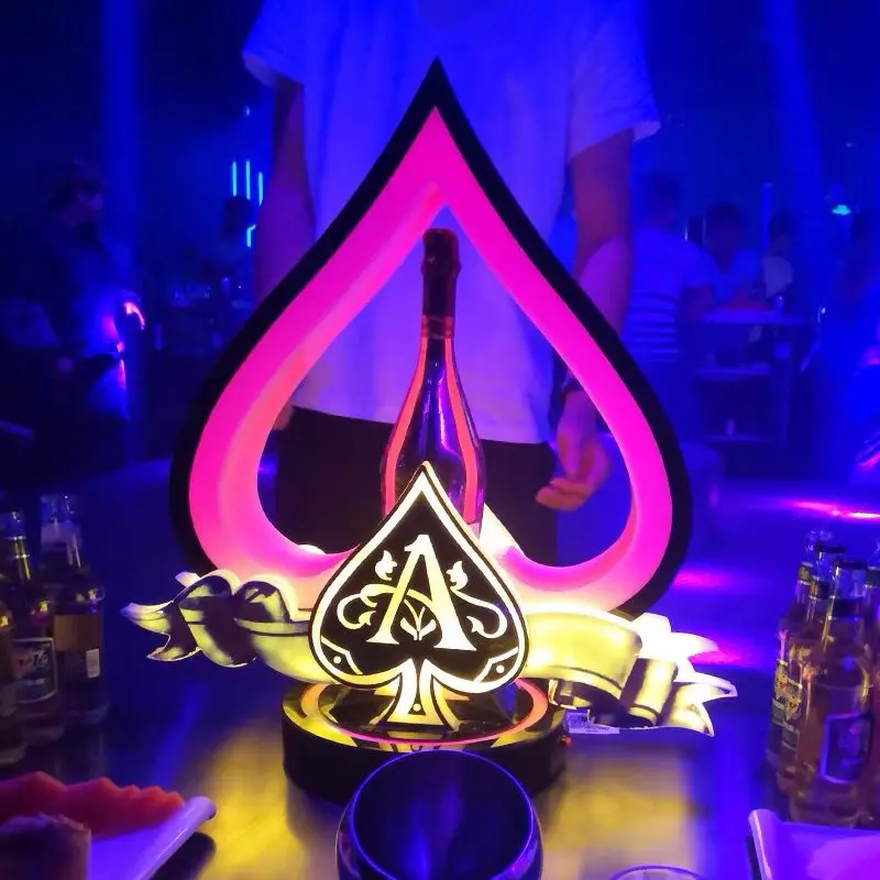 Ace of Spades LED Luminous Champagne Wine Bottle Presenter Glowing Glorifier Display VIP Service Tray for Night Club Lounge Bar